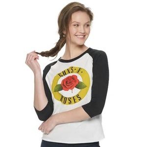 GUNS N ROSES Logo Raglan T Shirt NWT